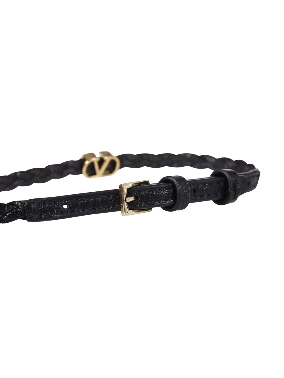 Valentino Vlogo Leather Braided Choker In Black