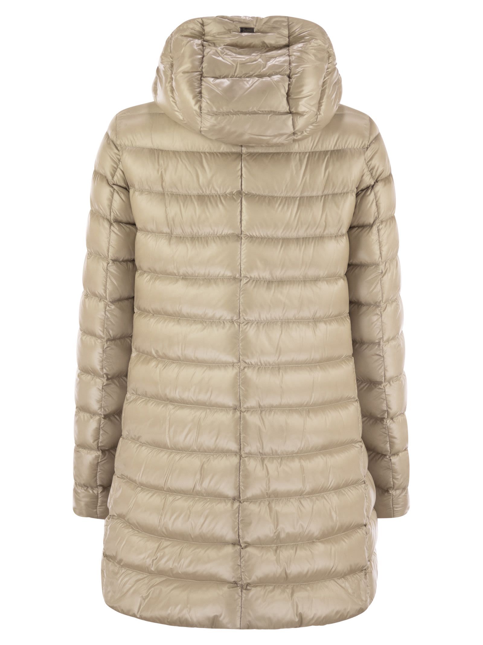 Herno Hooded Down Jacket In Brown