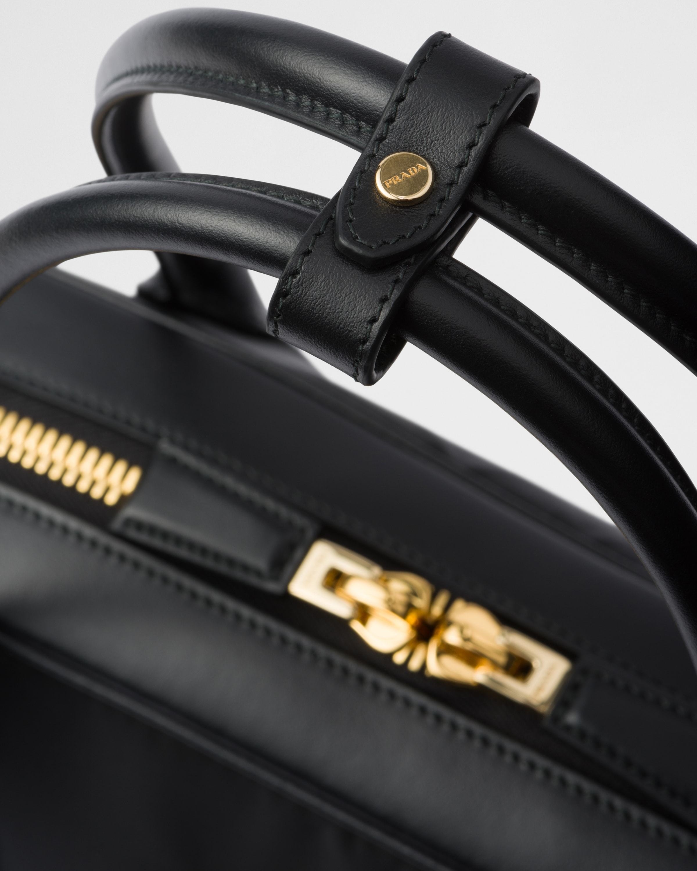 Prada Large Re-nylon And Leather Top-handle Bag In Black