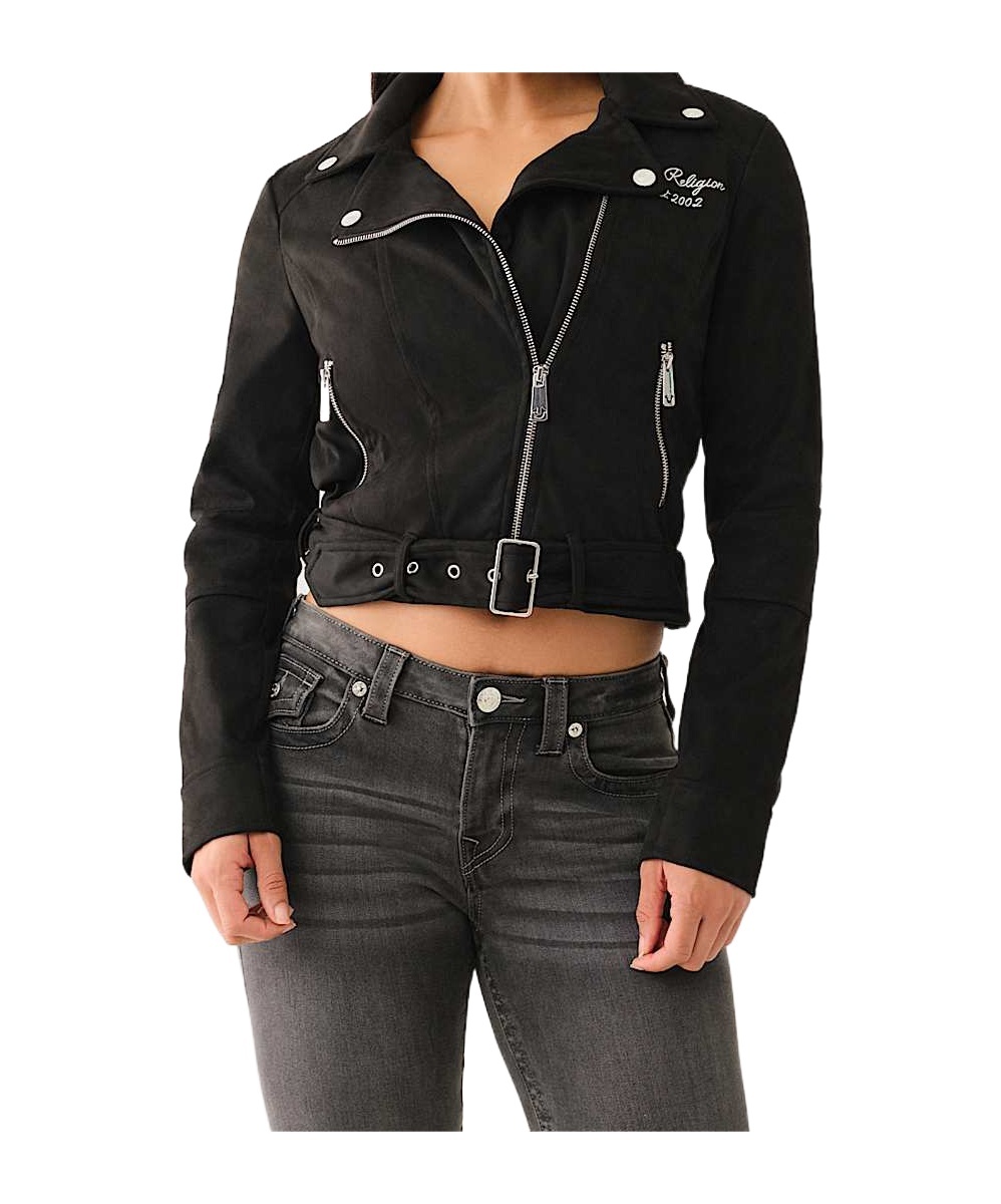TRUE RELIGION FAUX SUEDE MOTO JACKET