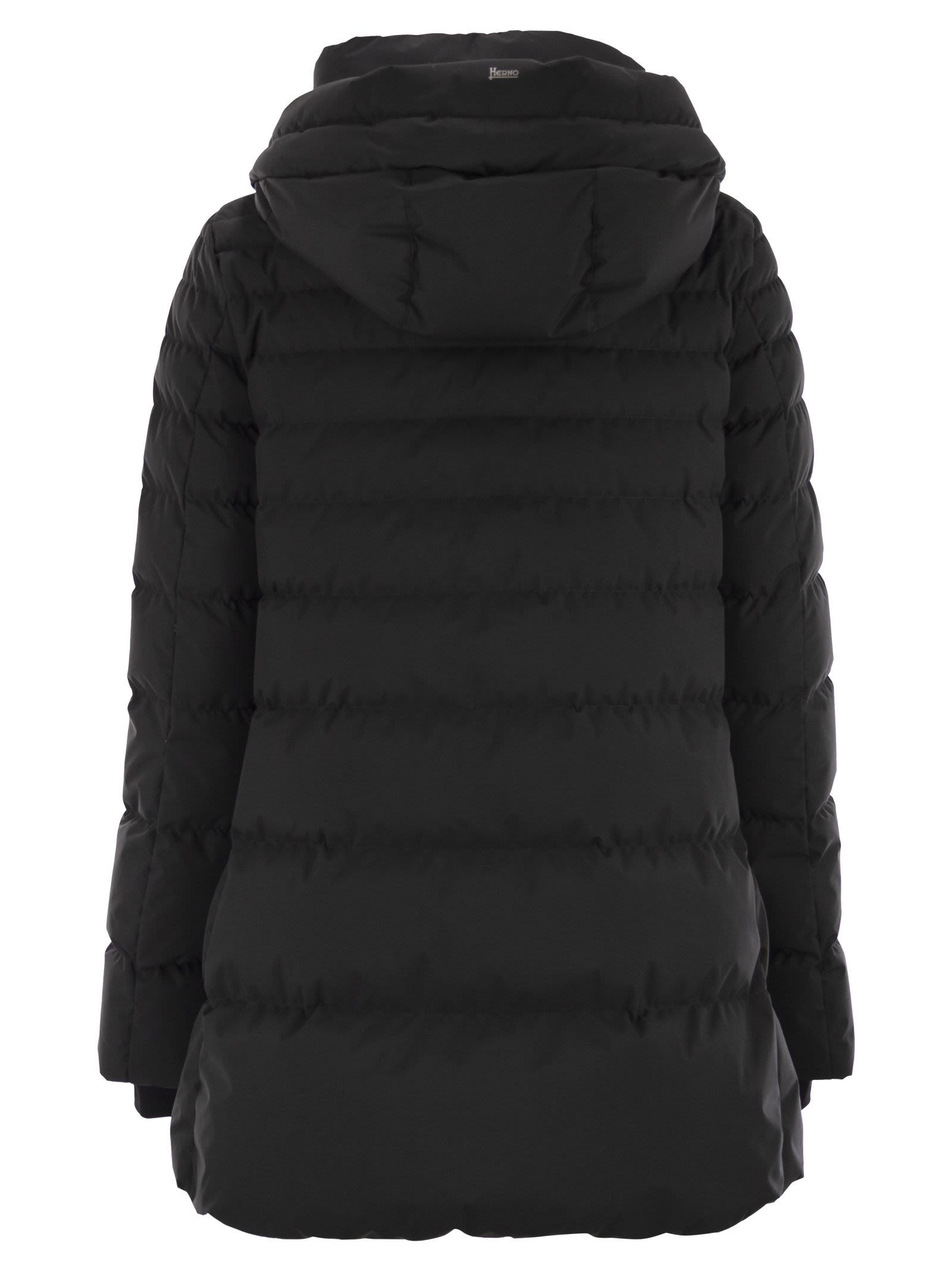 Herno 2-layer Hooded Down Jacket In Black