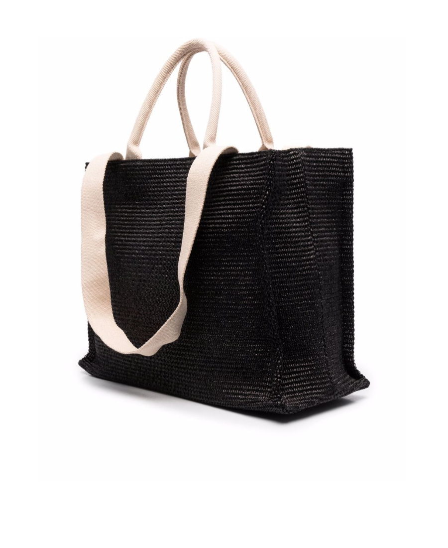 Marni Rectangular Tote Bag With Woven Texture And 2 Handles In Black