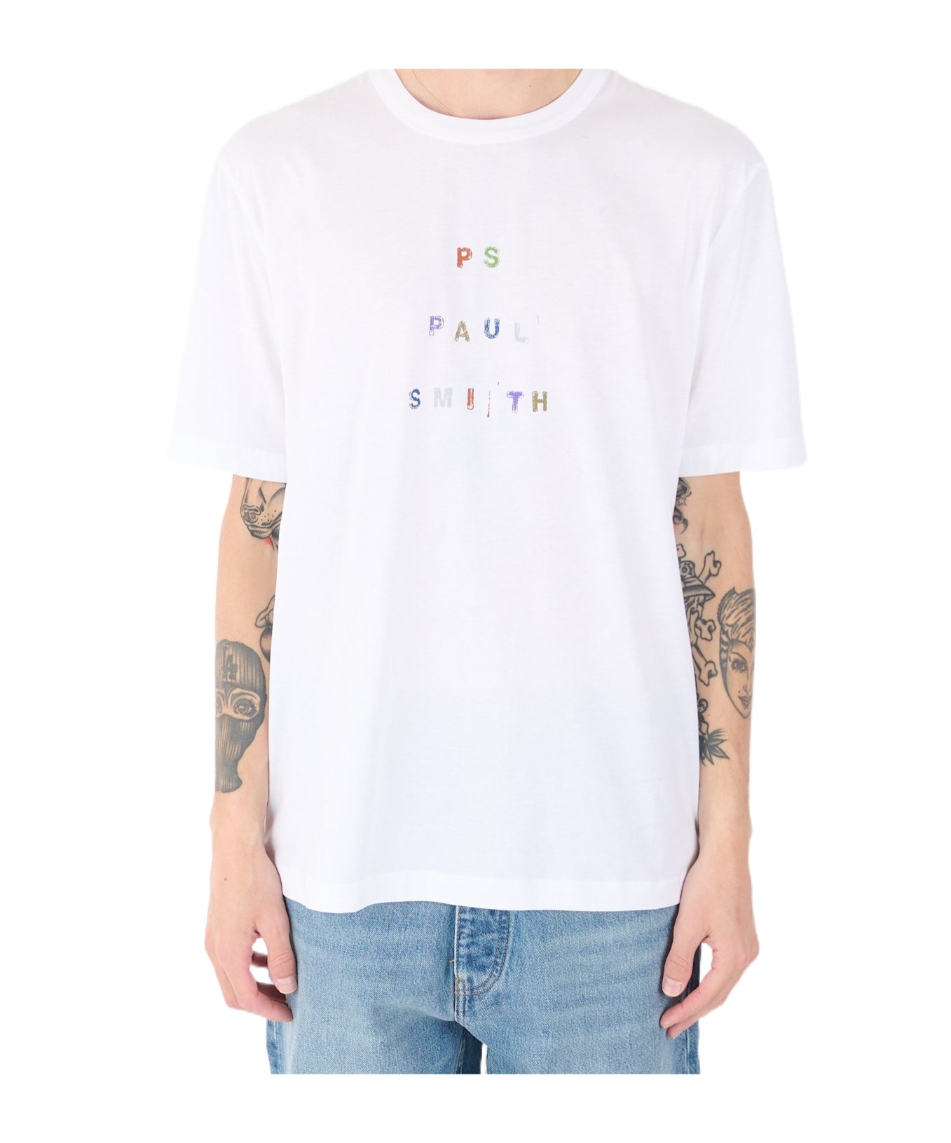 Paul Smith Crew Neck Graphic Print Short Sleeves T-shirt In White