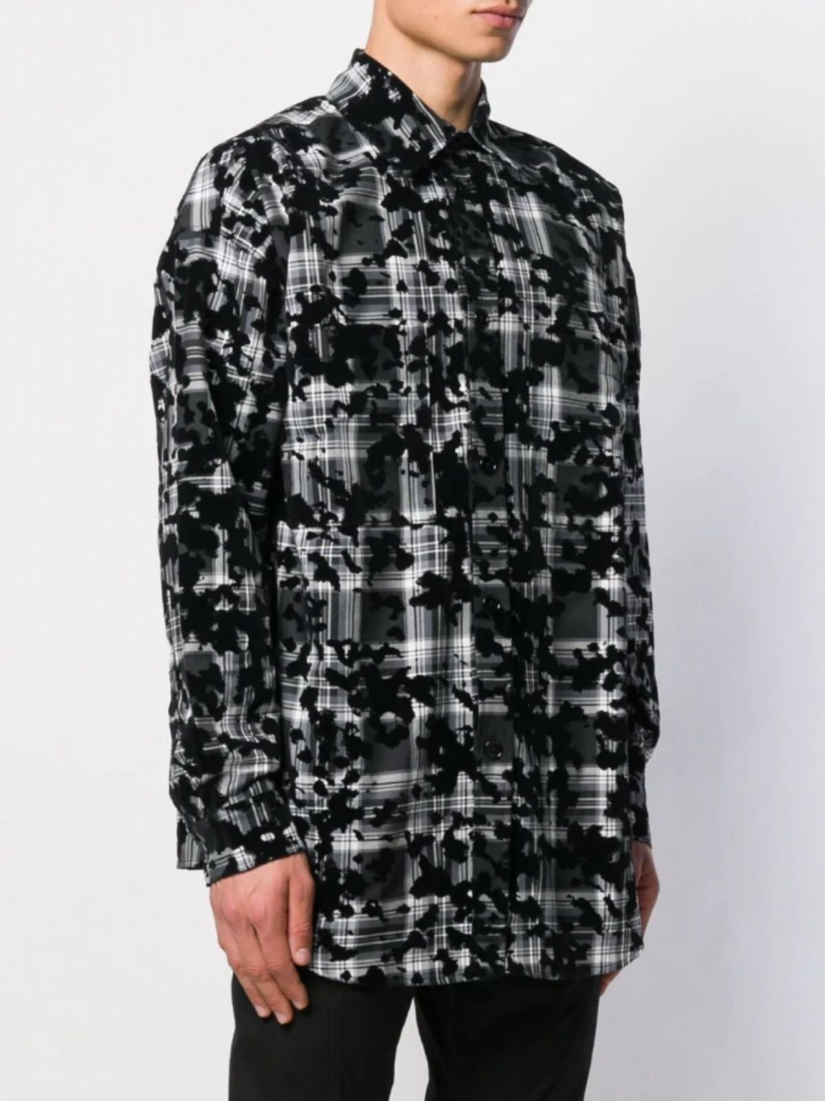 Shop Faith Connexion Flocked Plaid Shirt In Black