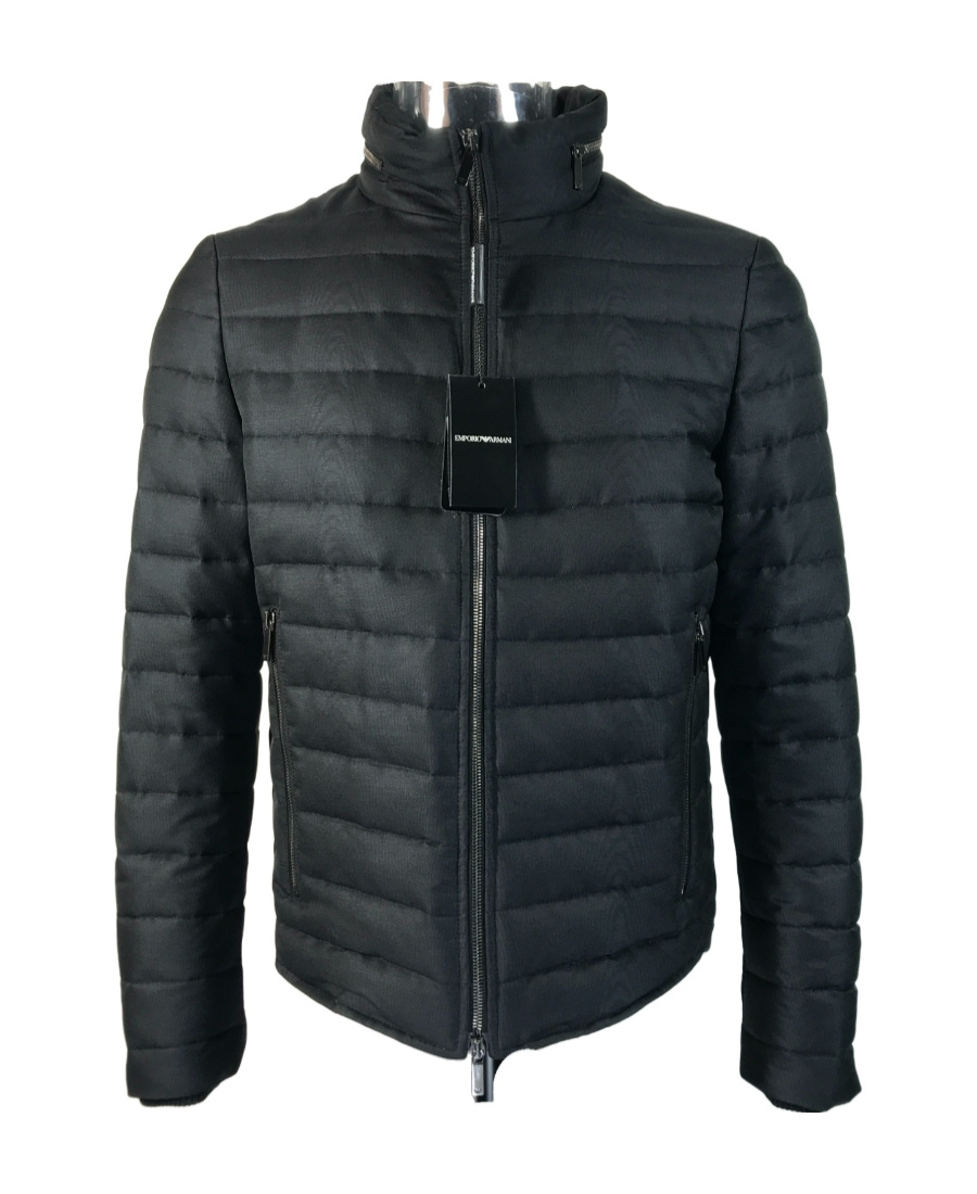 Emporio Armani Down Jacket With Standing Collar In Black