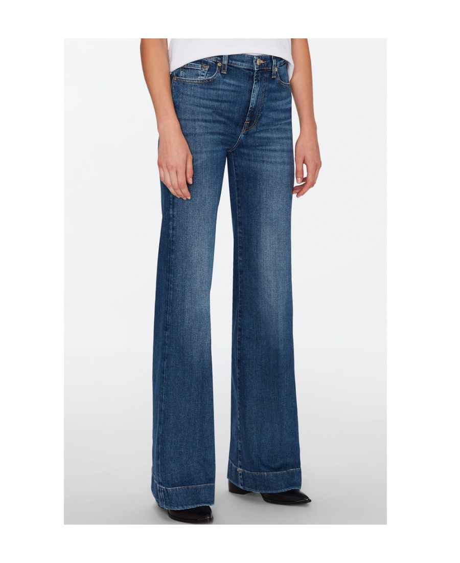 7 For All Mankind Cropped Denim Jeans In Blue