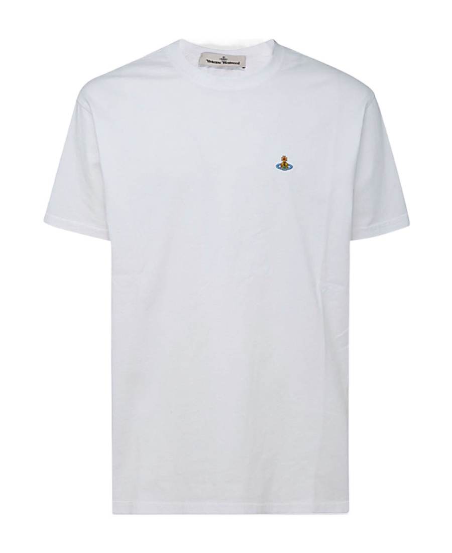 Vivienne Westwood White Crewneck T-shirt With Orb Logo Detail On The Front In Cotton Woman In White