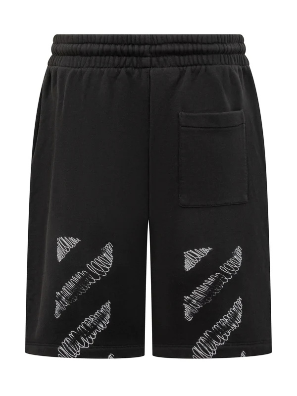Off-white Logo Detailed Drawstring Shorts In Black