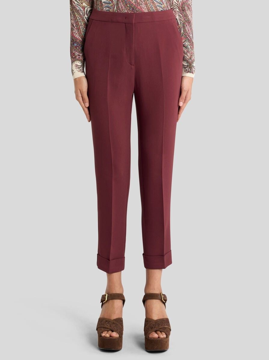 Etro Cady Cigarette Trousers In Red