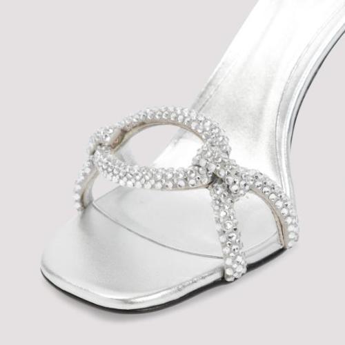 Valentino 100 Crystal Chain Sandals In Metallic