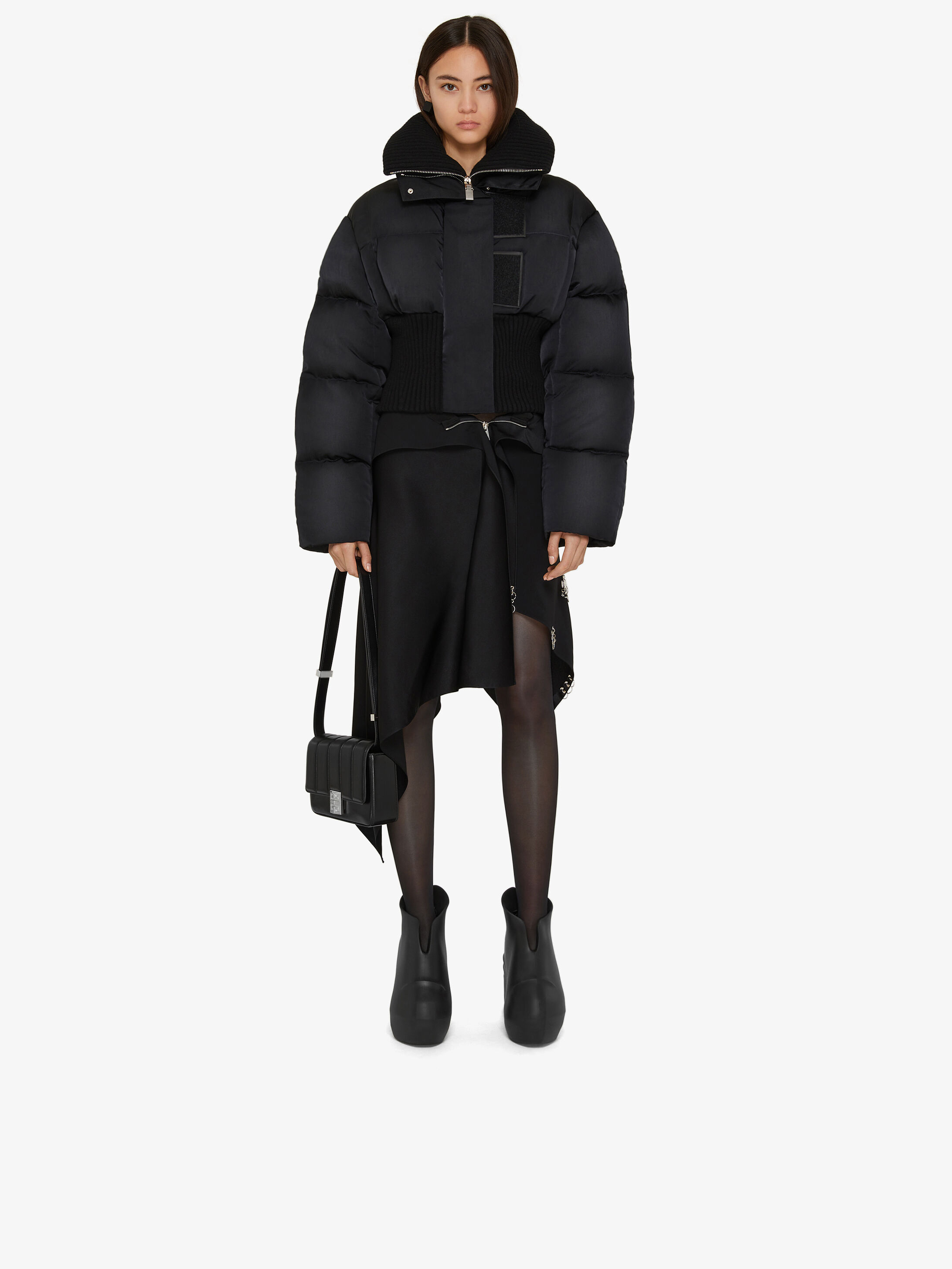Givenchy Oversize Ribbed-trim Puffer Jacket In Black