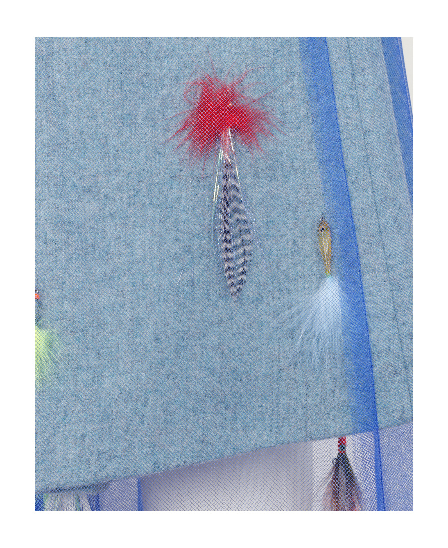 Maison Margiela Feather-detail Tulle-overlay Pleated Culottes In Blue