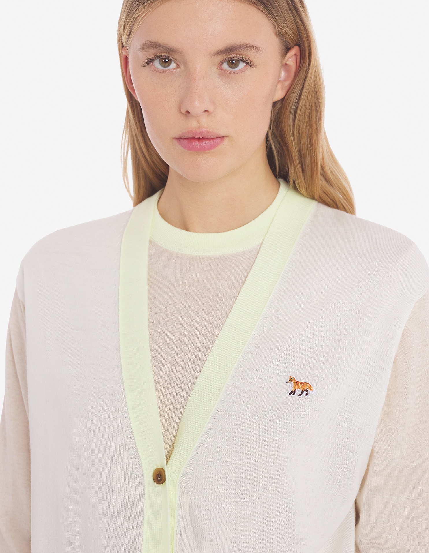 MAISON KITSUNÉ MAISON KITSUNÉ BABY FOX PATCH COLOR BLOCK KNIT CARDIGAN 