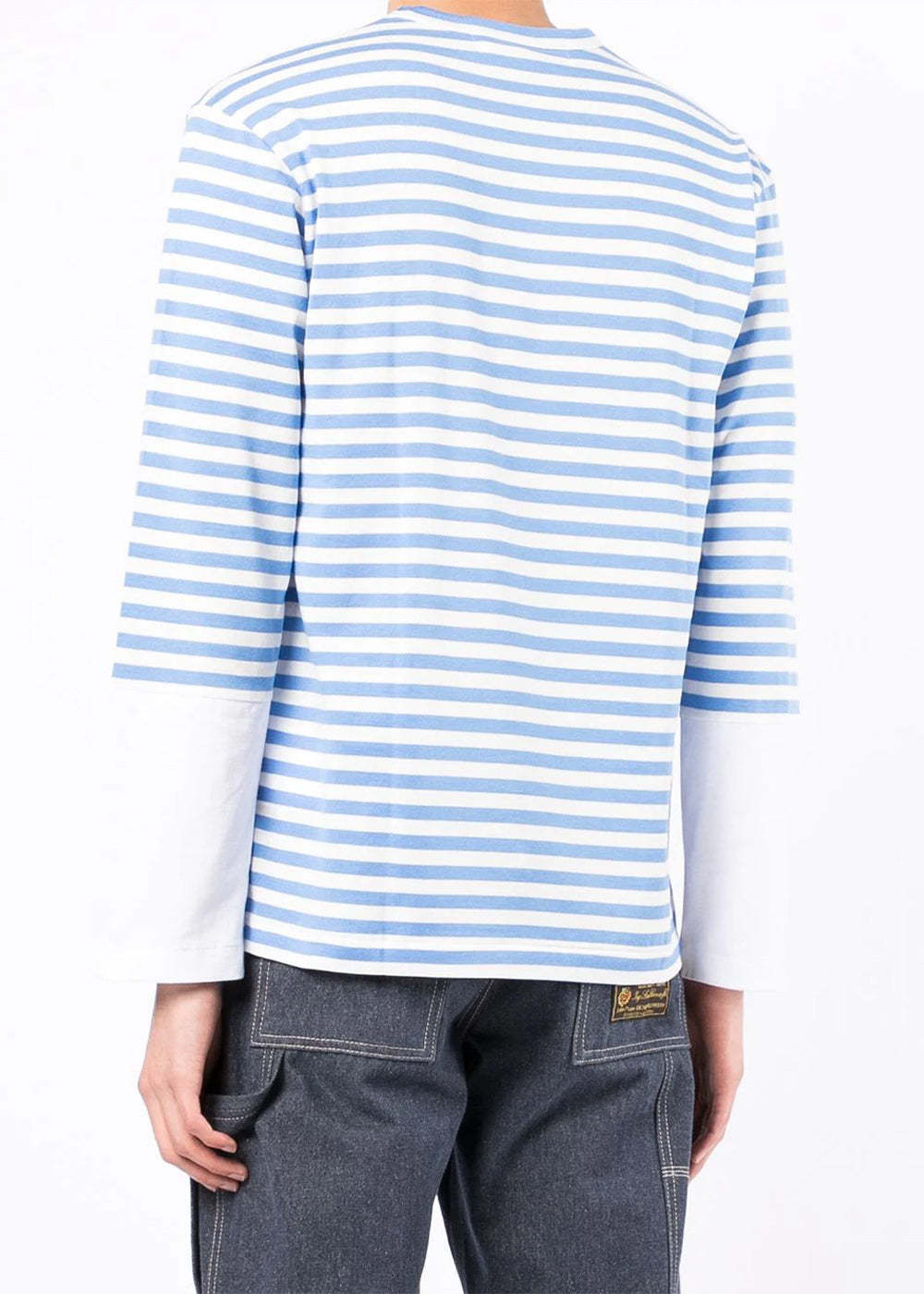 Comme Des Garçons Play Comme Des Garcons Play Logo Embroidered Striped T-shirt In Blue