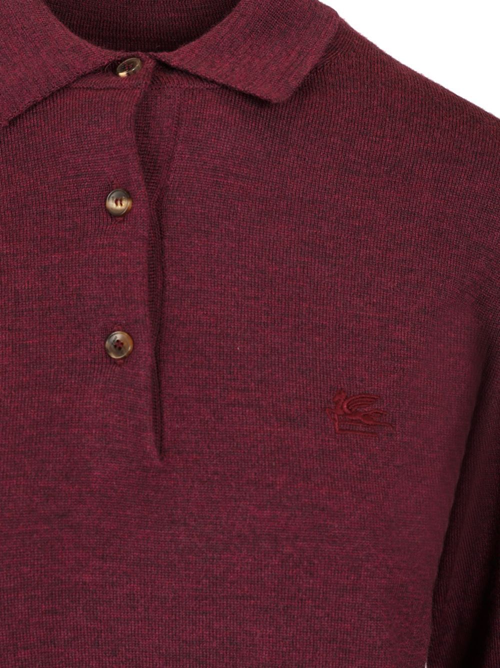 Etro Wool Polo Shirt Knitwear Bordeaux In Burgundy