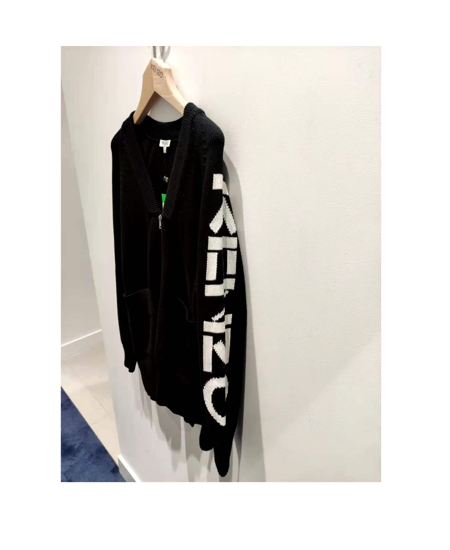 Kenzo Black Logo Zipper Casual Jacket In Black