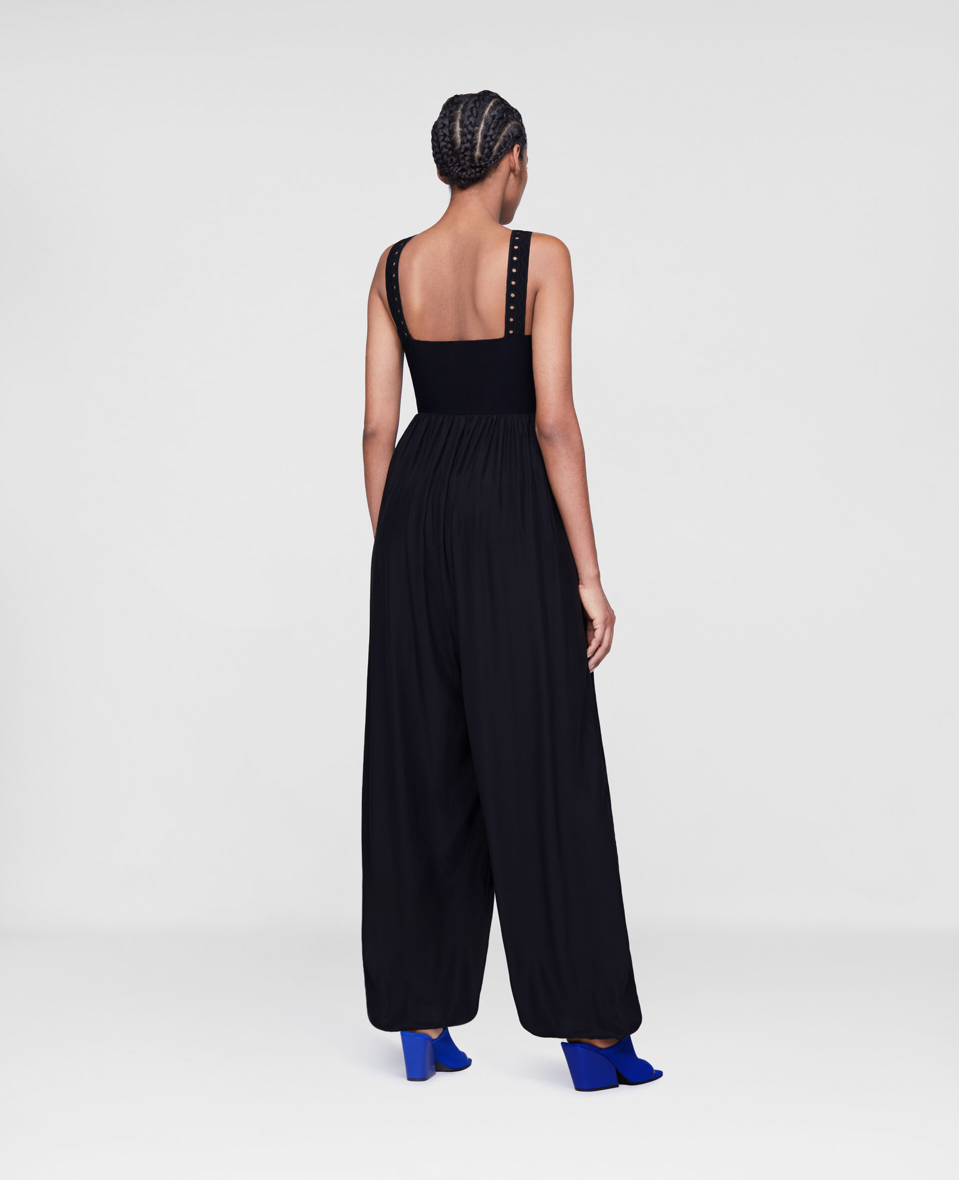 Stella Mccartney Black Mesh Spliced Jumpsuit In Black