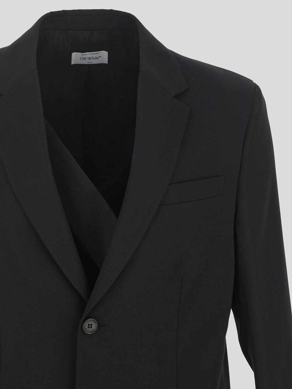 Off-white Strap Relax Black Virgin Wool Jacket In Black
