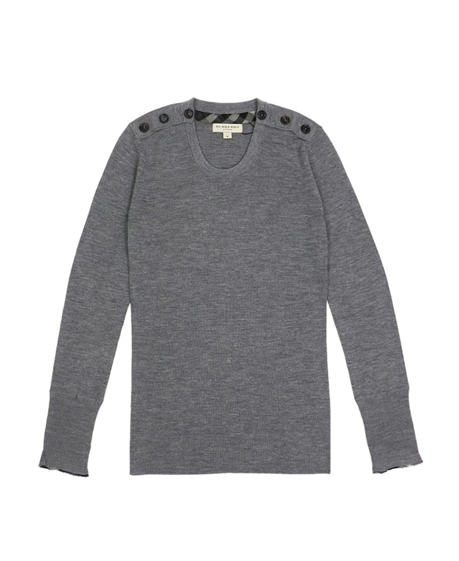 Burberry Round-collar And Long-sleeved Sweater In Gray