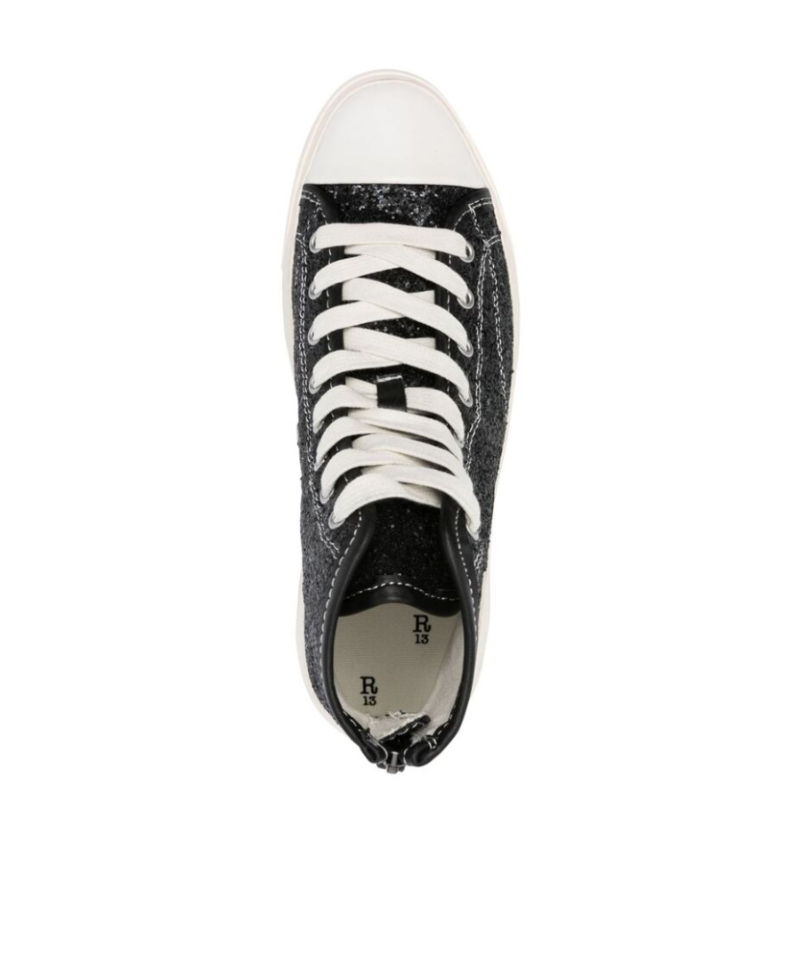 R13 Kurt Glittered Platform Sneakers In Black