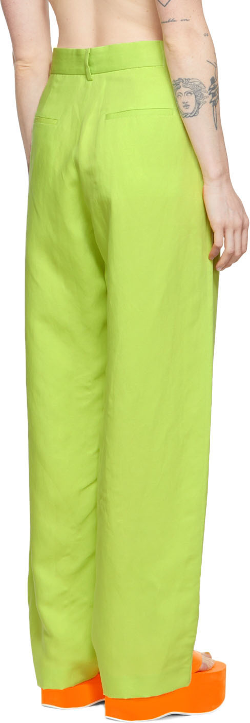 Msgm Logo Casual Pants In Green