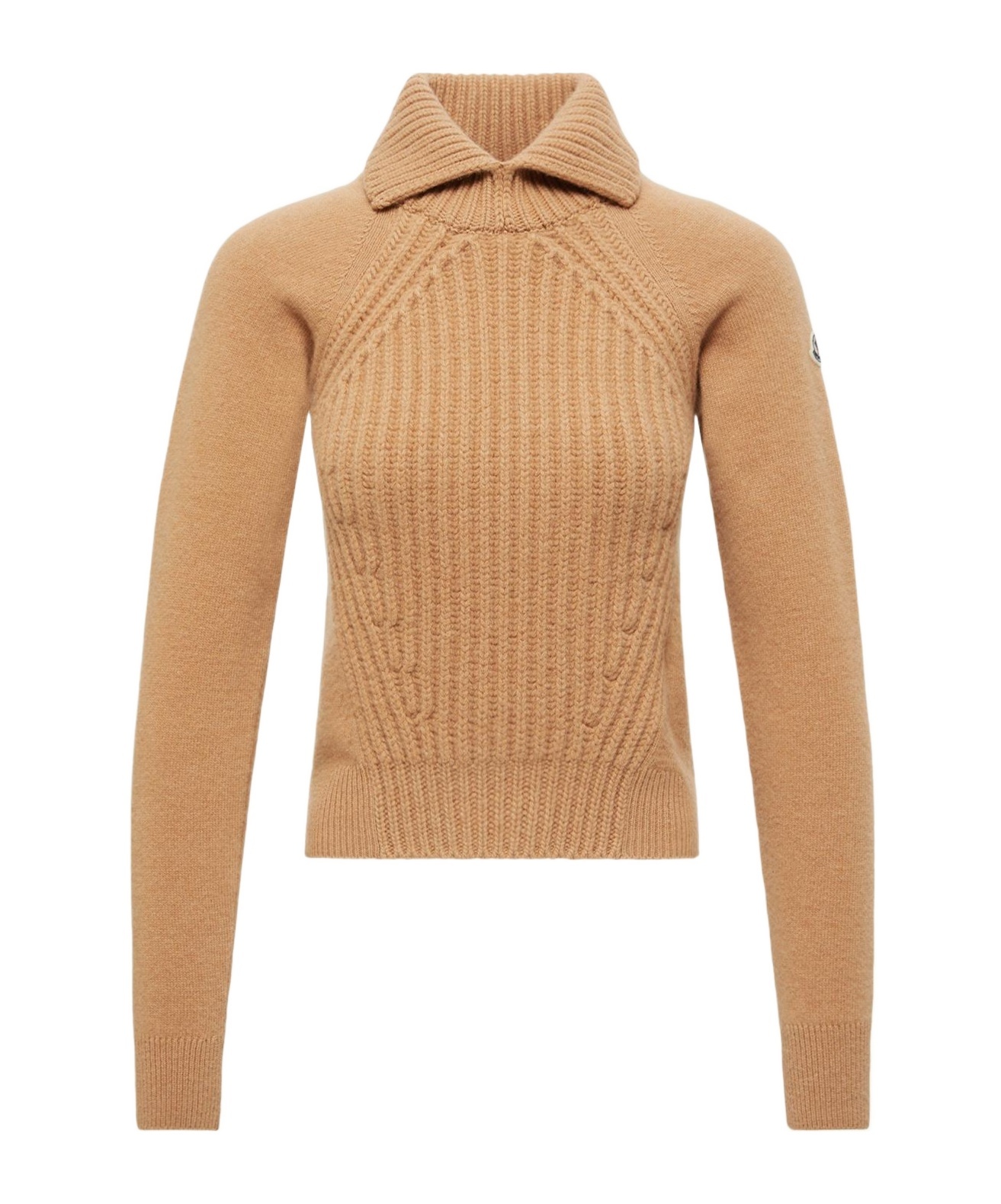 Moncler Ribbed Wool And Cashmere-blend Polo Sweater In Brown