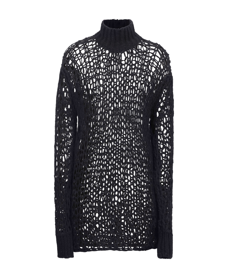 Ann Demeulemeester Open-knit High-neck Sweater In Black