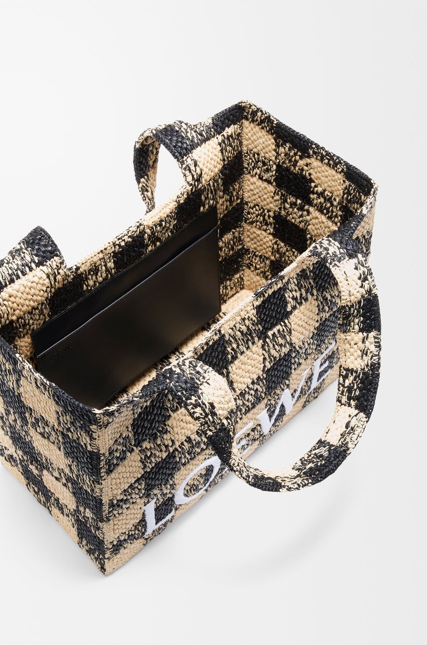 Loewe Font Small Tote Bag In Natural/black