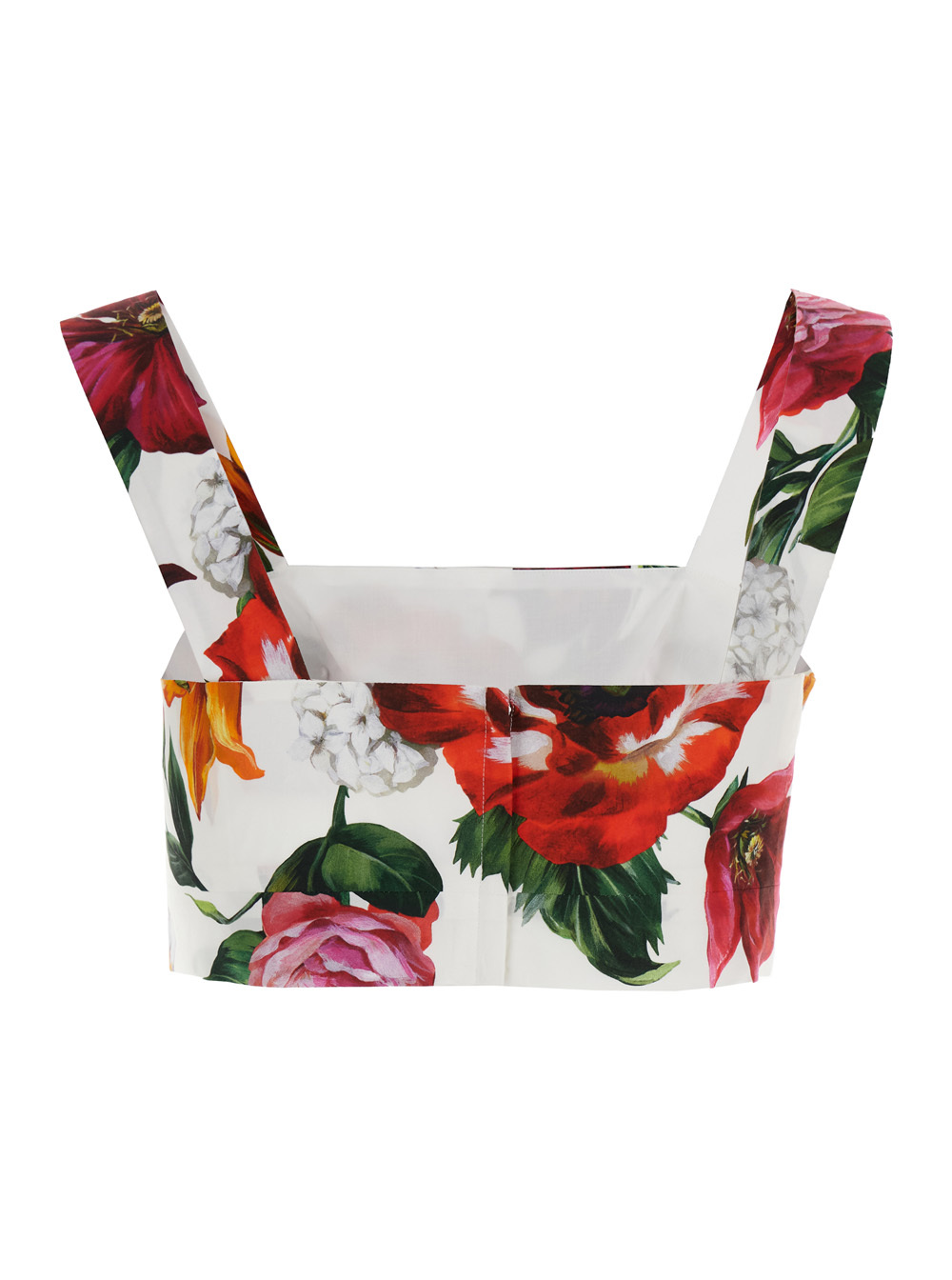 Dolce & Gabbana Multicolor Croped Top With Square Neck And All-over Floral Design In Cotton Woman