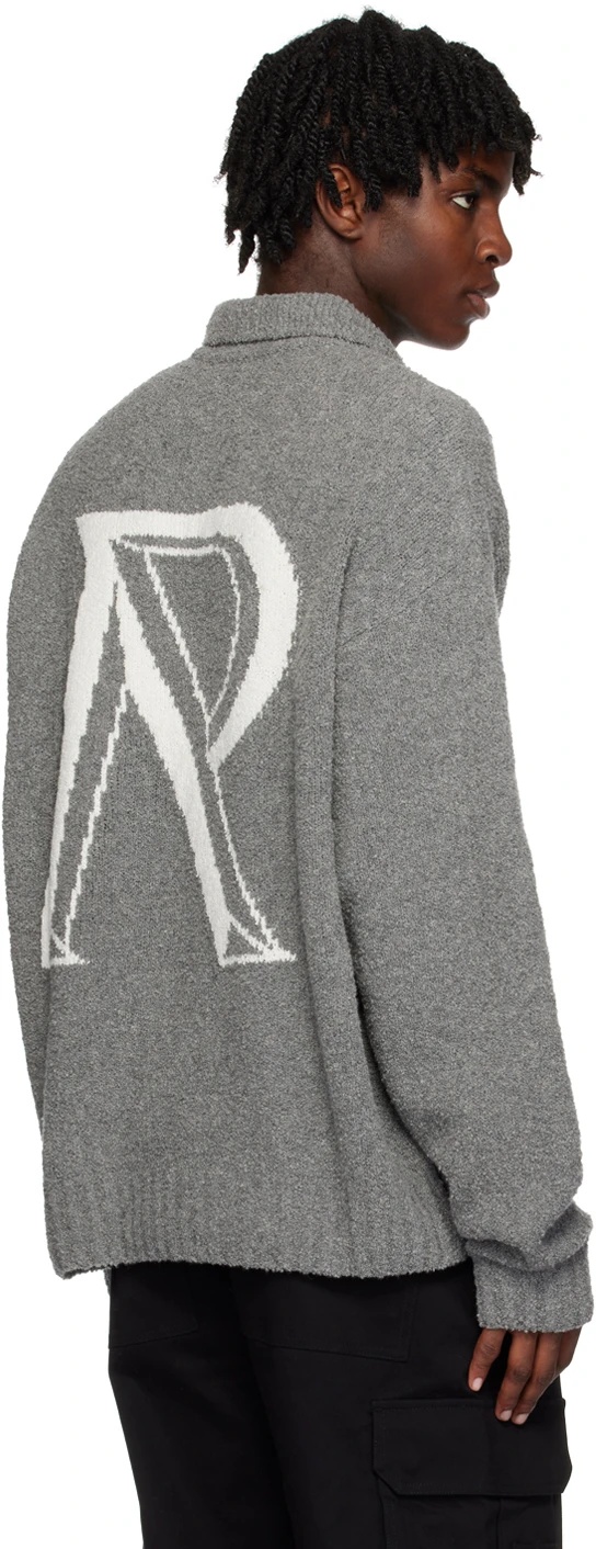 Represent Polo Neck Knitted Sweater In Gray