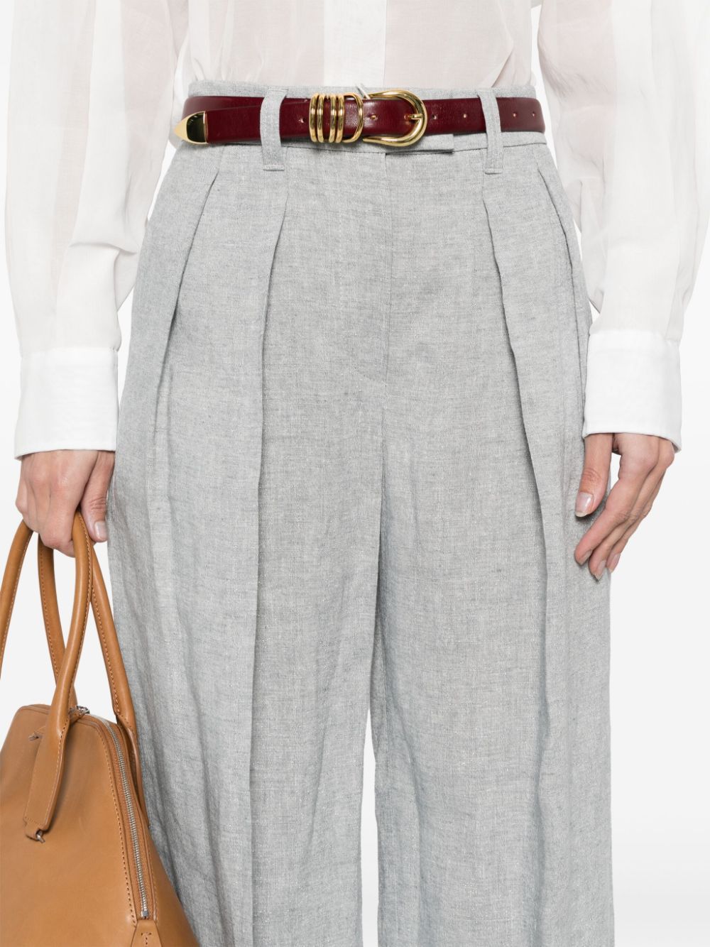 Brunello Cucinelli Linen Wide-leg Trousers In White