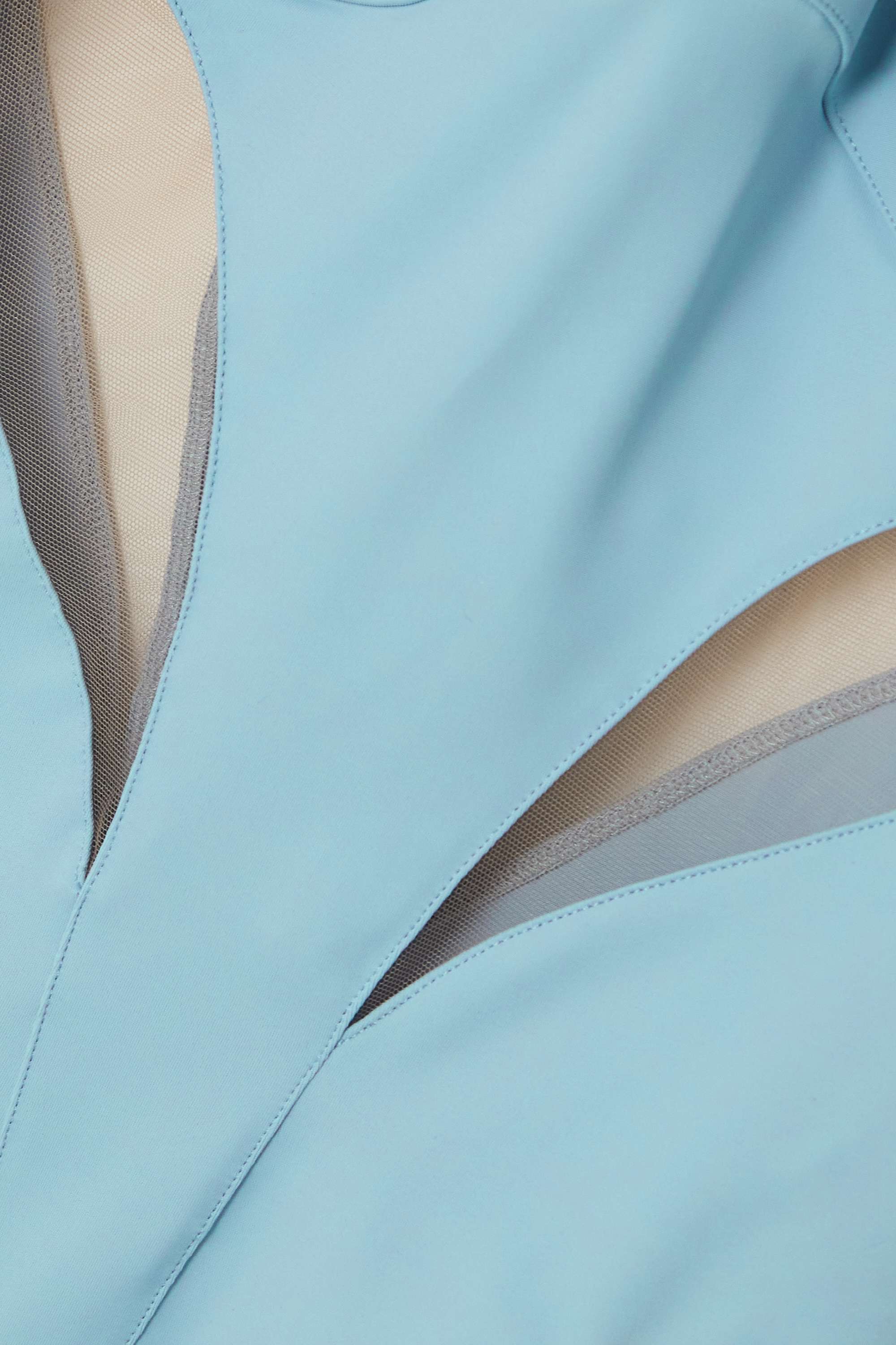 Mugler Long-sleeved Jumpsuit In Blue