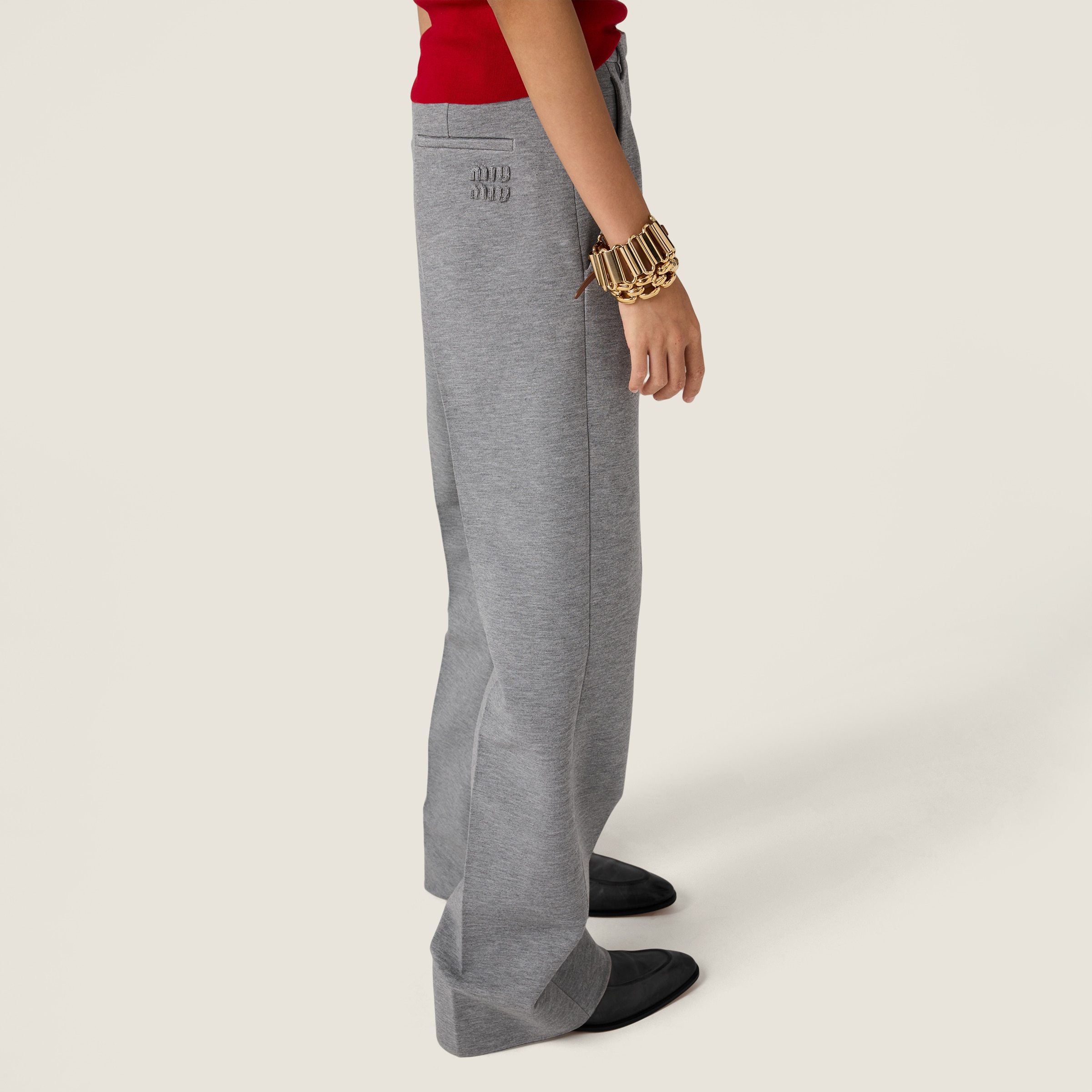 Miu Miu Fabric Stitch Knit Pants In Gray