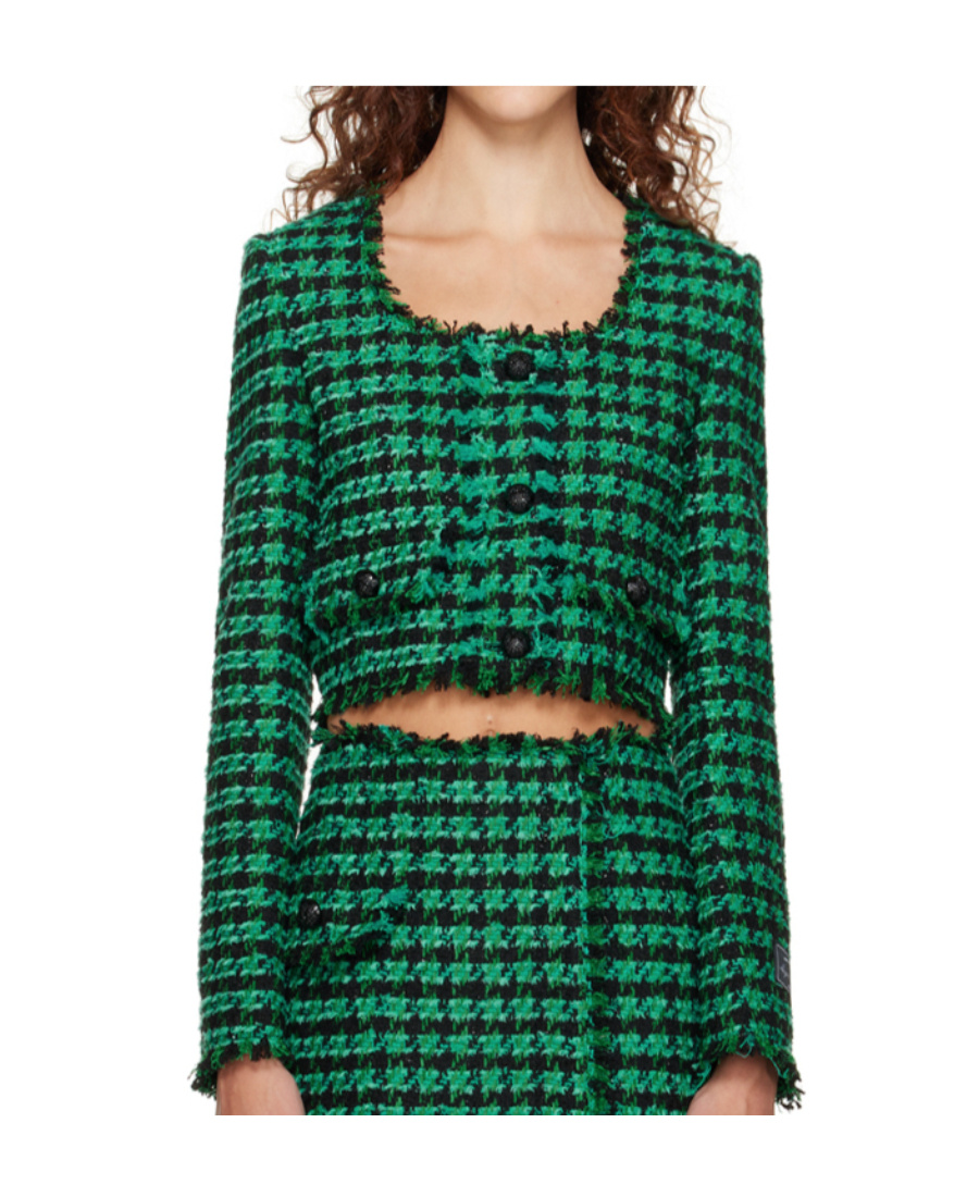 Msgm Checkered Casual Jacket In Green