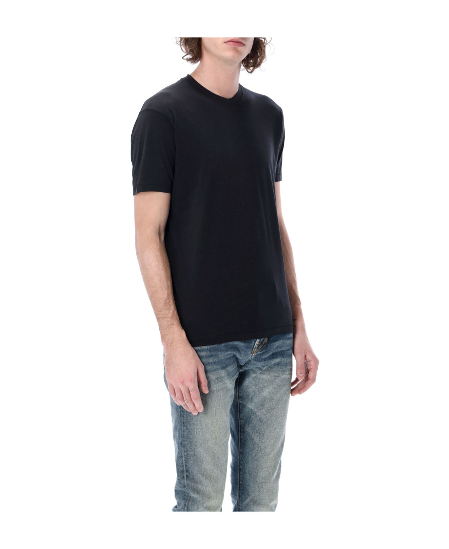Tom Ford Black Stretch Cotton Crew Neck T-shirt In Black