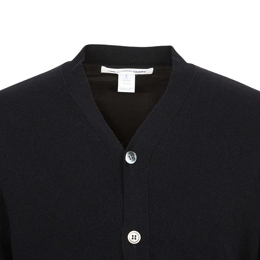 Comme Des Garçons Shirt Ribbed Buttoned Cardigan In Black