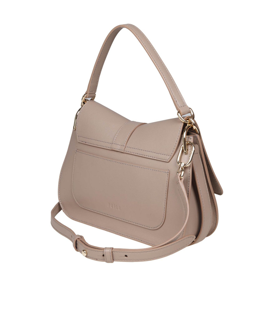 Furla Cream Leather Flow Bag In Nude