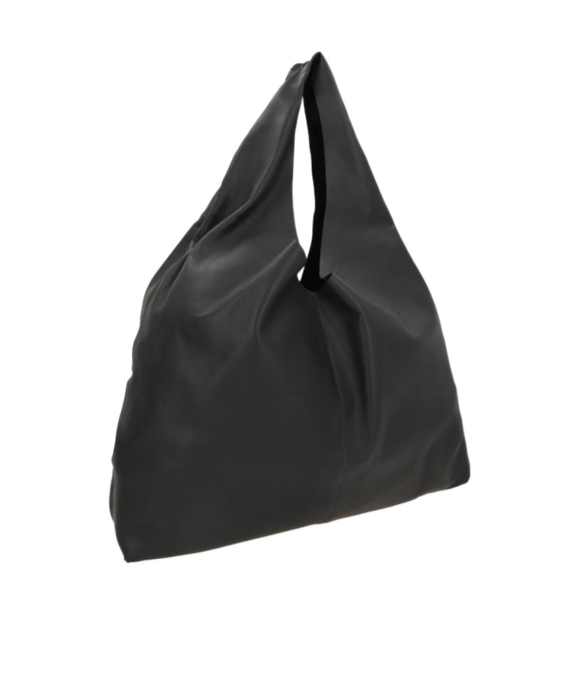 The Row Gathered Leather Shoulder Bag In Black