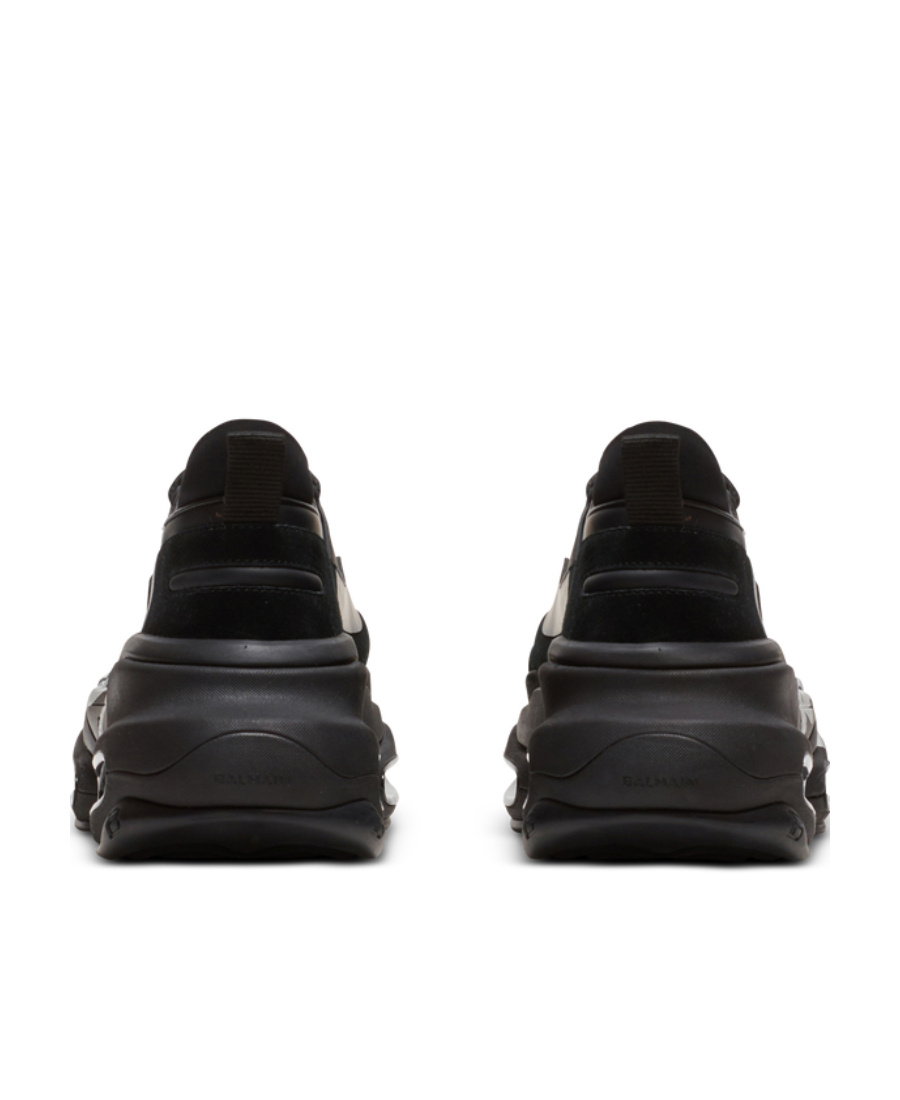 Shop Balmain B-bold Trainers In Rubberised Leather And Neoprene In Black