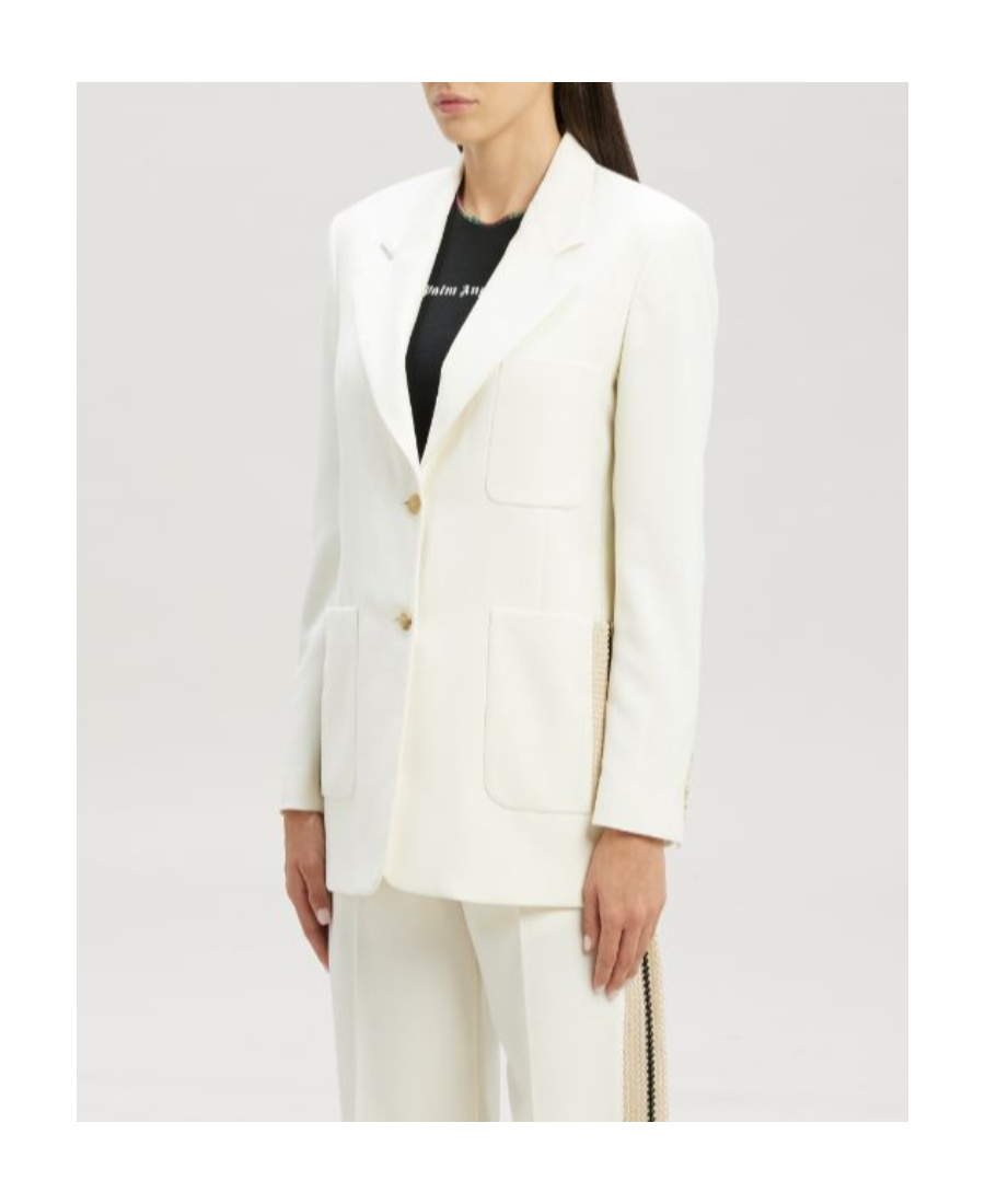 Palm Angels Knitted Tape-detail Blazer In White