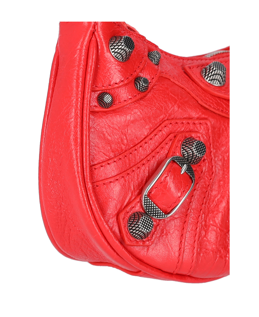 Balenciaga Le Cagole Cracked Texture Lambskin Mini Shoulder Bag In Red