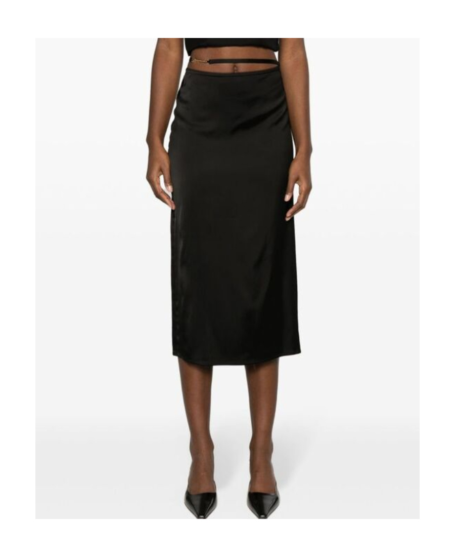 Jacquemus Logo Plaque Midi Skirt In Black
