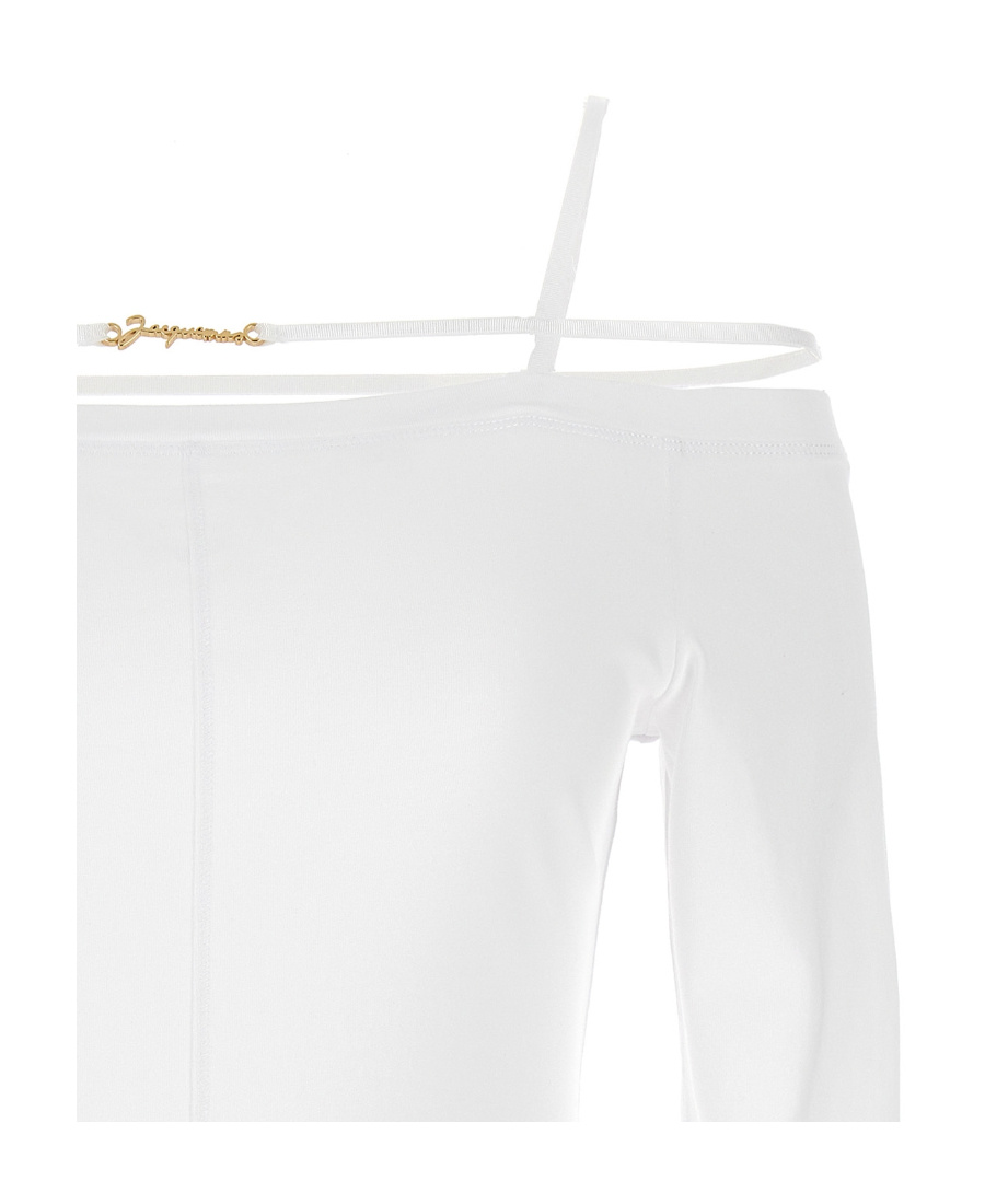 Jacquemus Long-sleeved T-shirt With Shoulder Straps In White