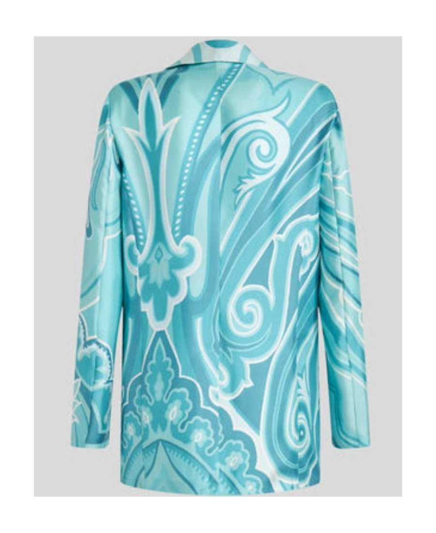 Etro Printed Silk Blazer In Blue