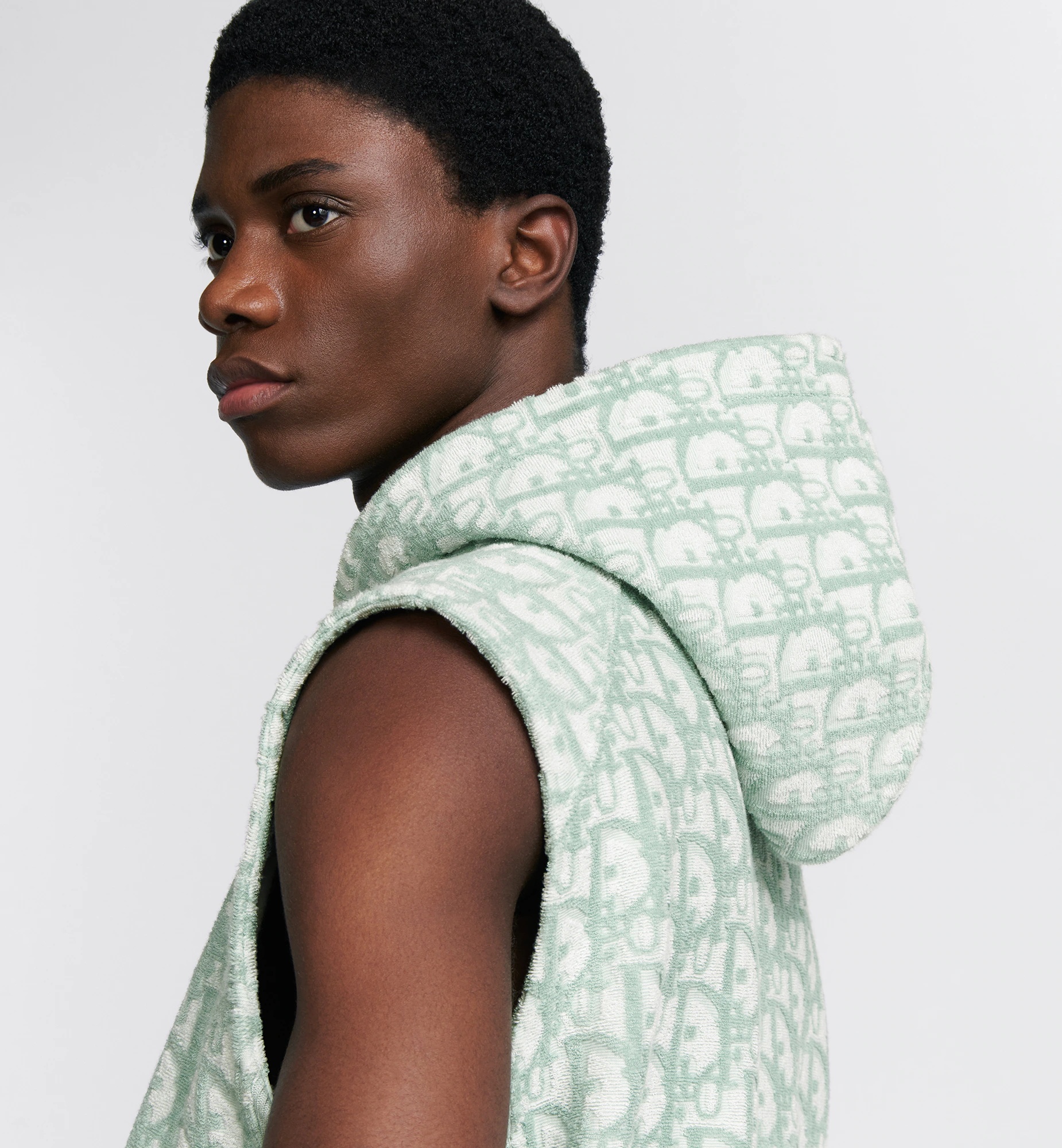 Dior Oblique Hooded Sleeveless Hoodie In Green