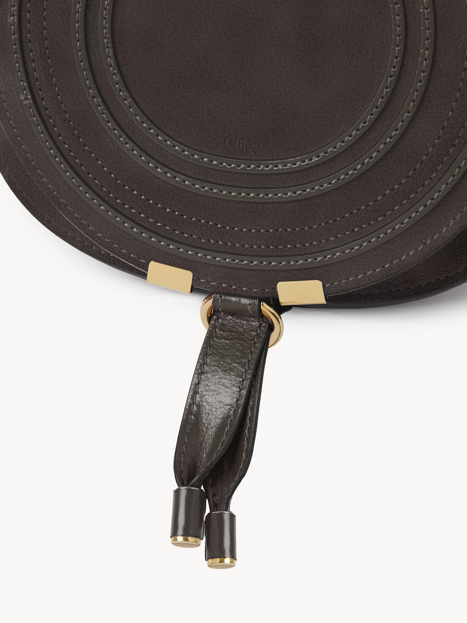 Chloé Small Marcie Saddle Bag In Suede Leather In Black