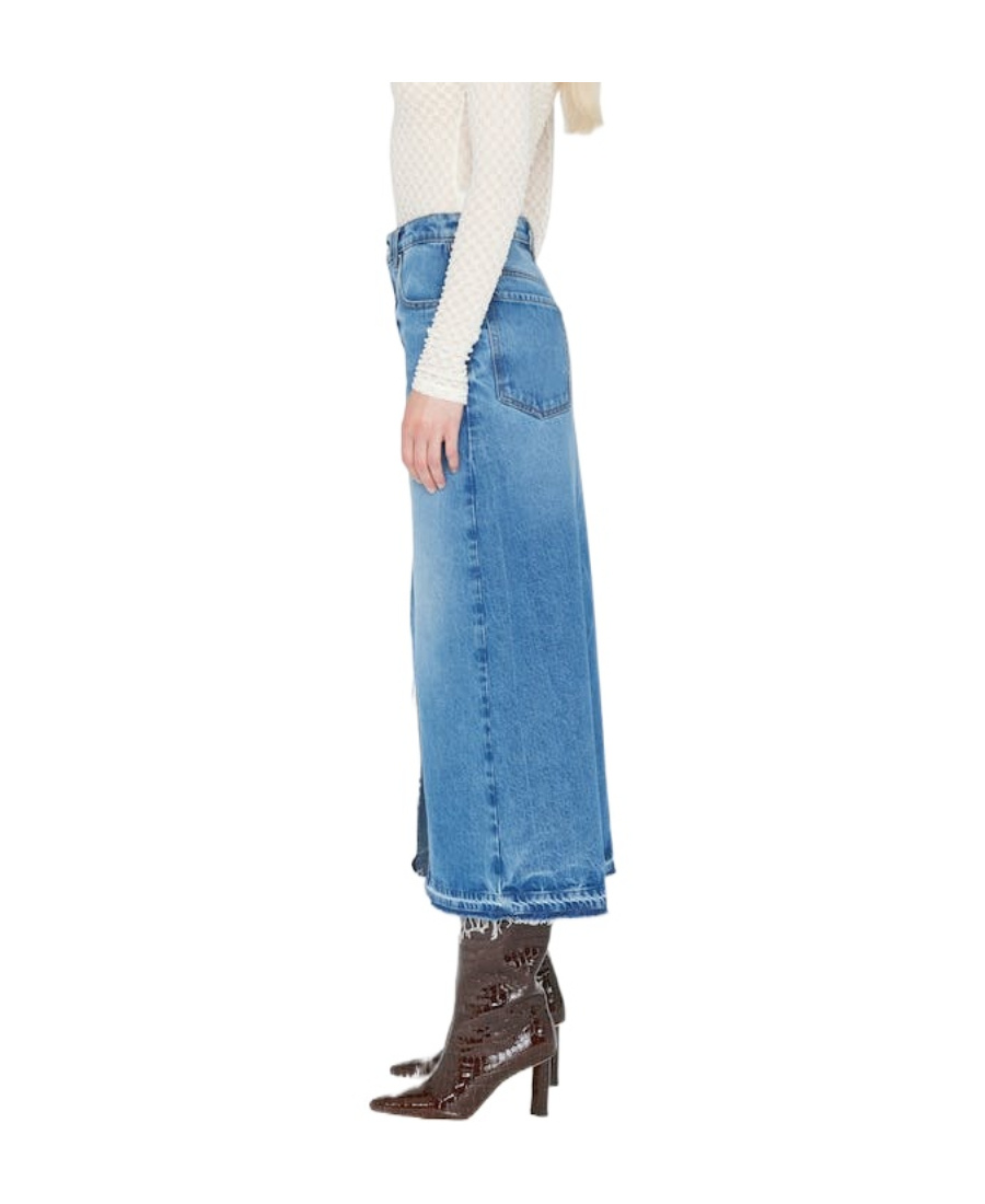 Frame The Midaxi Split-hem Denim Midi Skirt In Blue