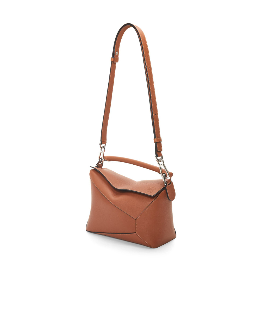 Loewe Small Puzzle Edge Leather Shoulder Bag In Brown