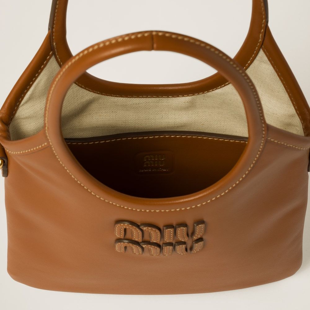 Miu Miu Women Ivy Mini Leather Handbag In Brown