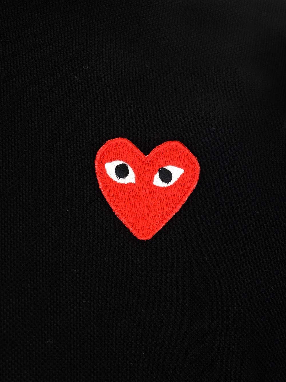 Comme Des Garçons Play Polo Shirt With Ribbed Collar And Straight Hem In Black